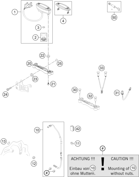vue éclatée instruments / système de verrouillage - ktm 250 exc-f eu 2014