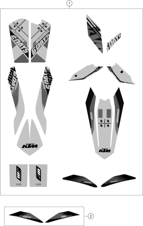 vue éclatée kit déco - ktm 350 exc-f six days eu 2014