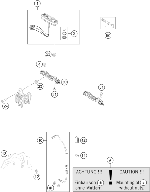 vue éclatée instruments / système de verrouillage - ktm 350 exc-f six days eu 2014