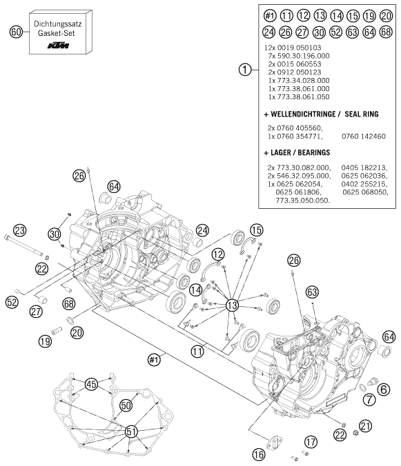 vue éclatée carter moteur - ktm 450 rally factory replica eu 2013