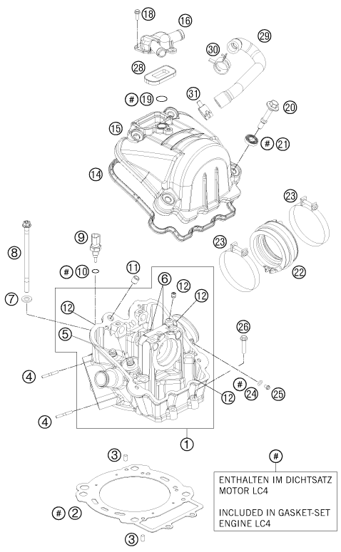 vue éclatée culasse - ktm 690 enduro r eu 2013