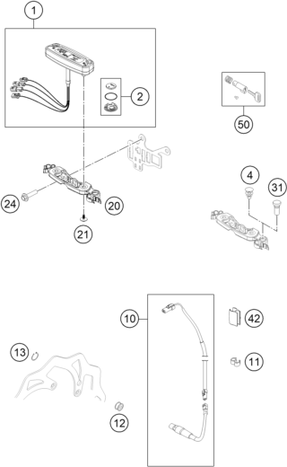 vue éclatée instruments / système de verrouillage - ktm freeride 350 eu 2014