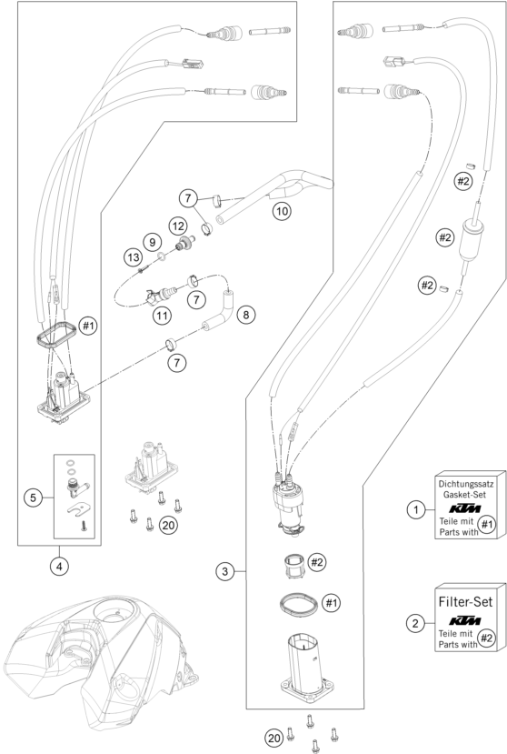 vue éclatée pompe à essence - ktm 690 duke r abs ckd my 2014