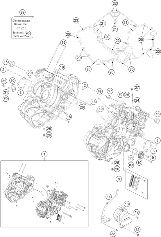 vue éclatée carter moteur - ktm 1290 superduke r black abs 14 eu 2014