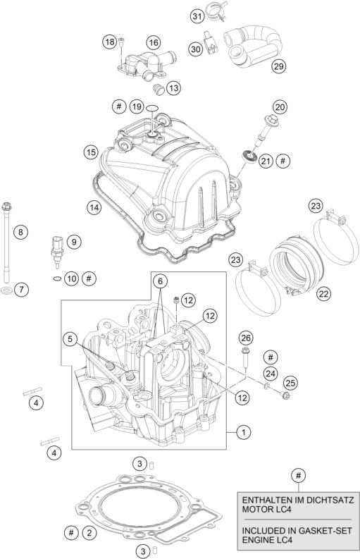 vue éclatée culasse - ktm 690 smc r abs eu 2014