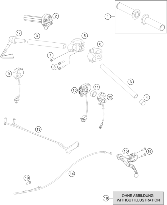 vue éclatée guidon, armatures - ktm rc 250 r eu 2014