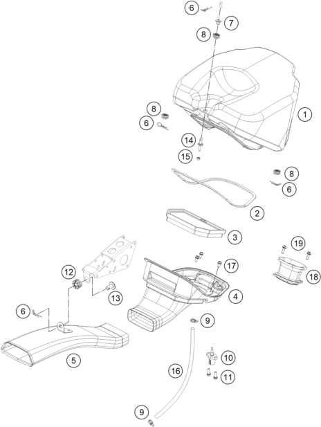 vue éclatée filtre à air - ktm rc 250 r eu 2014