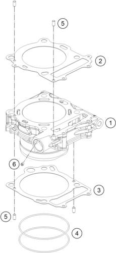 vue éclatée cylindre - ktm rc 250 r eu 2014