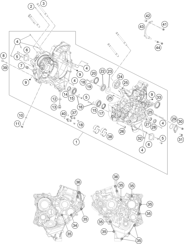 vue éclatée carter moteur - ktm rc 250 r eu 2014
