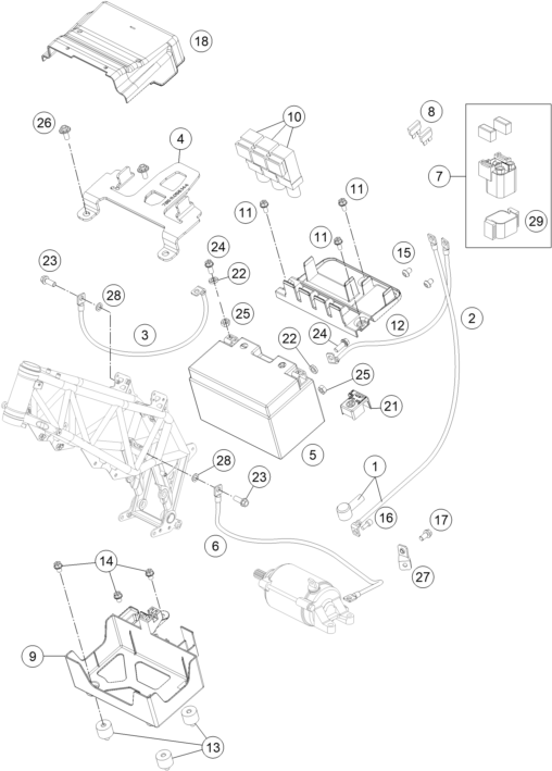 vue éclatée batterie - ktm 690 enduro r abs eu 2014