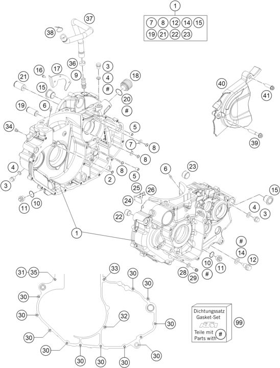 vue éclatée carter moteur - ktm 690 enduro r abs eu 2014
