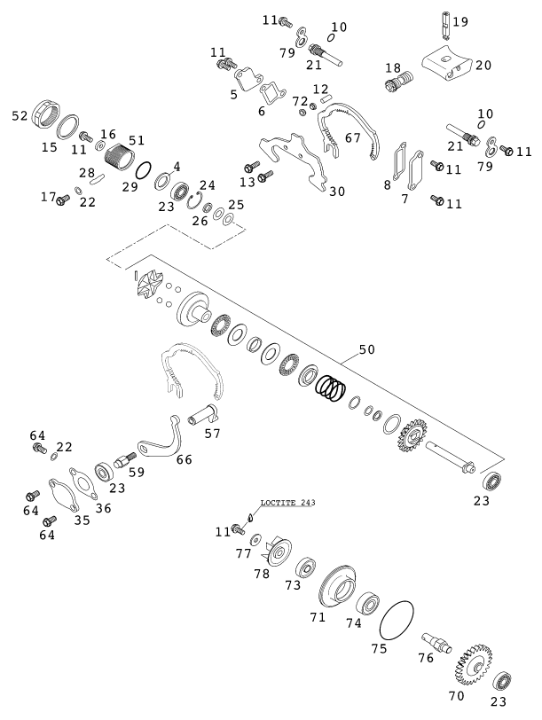 vue éclatée valve d'échappement - ktm 125 supermoto 100 eu 2001