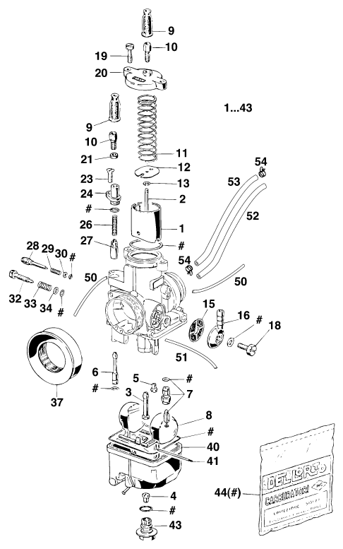 vue éclatée carburateur - ktm 125 sting '97 eu 1997