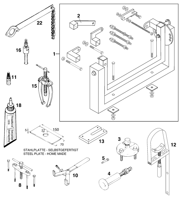 vue éclatée outils spéciaux moteur - ktm 125 sting '97 eu 1997