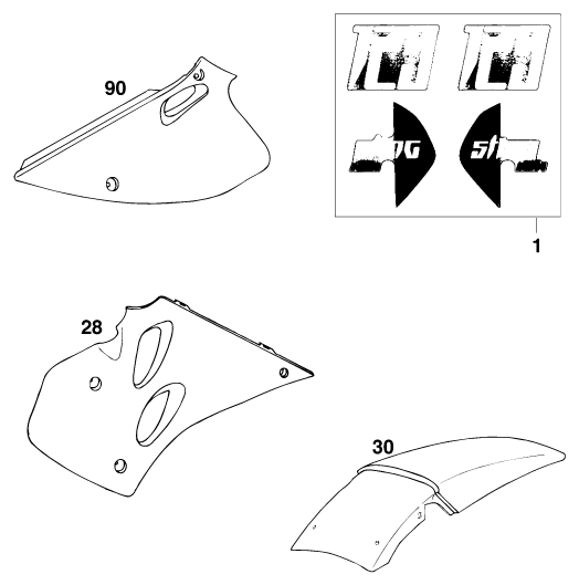 vue éclatée pièces neuves - ktm 125 sting/80 '98 eu 1998