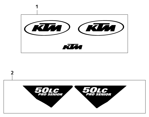 vue éclatée kit déco - ktm 50 sx pro senior lc eu 2001