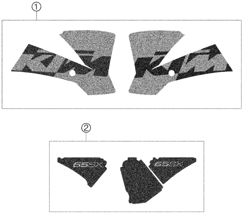 vue éclatée kit déco - ktm 65 sx eu 2003