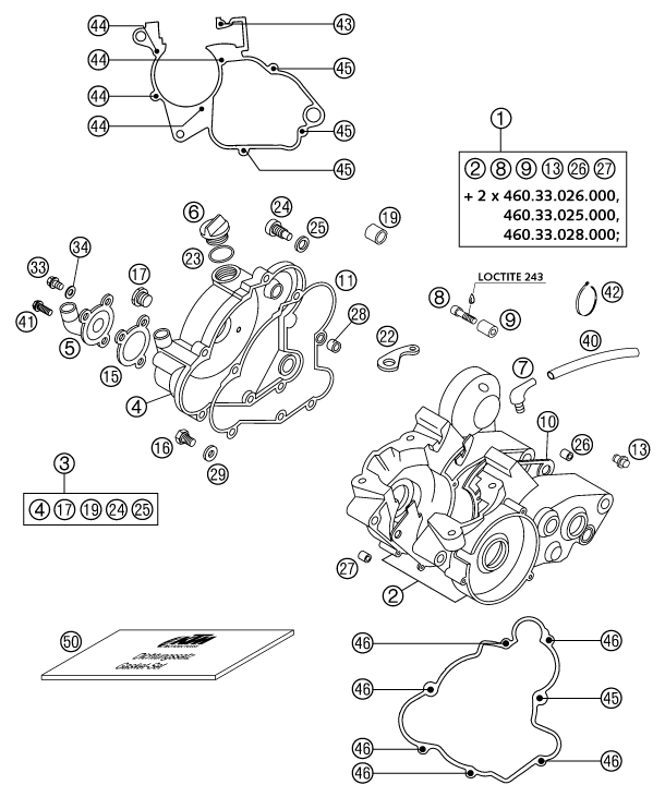 vue éclatée carter moteur - ktm 65 sx eu 2003