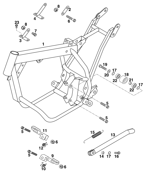vue éclatée cadre - ktm 50 sxr pro junior eu 1993