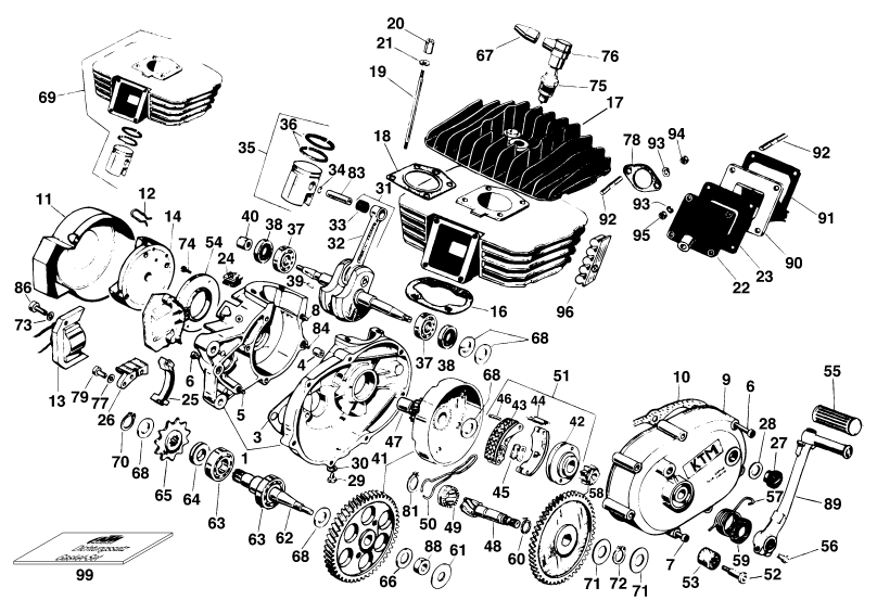 vue éclatée carter moteur - ktm 50 sxr pro senior eu 1994