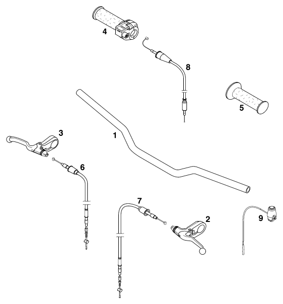 vue éclatée guidon, armatures - ktm 50 sx pro junior eu 1998