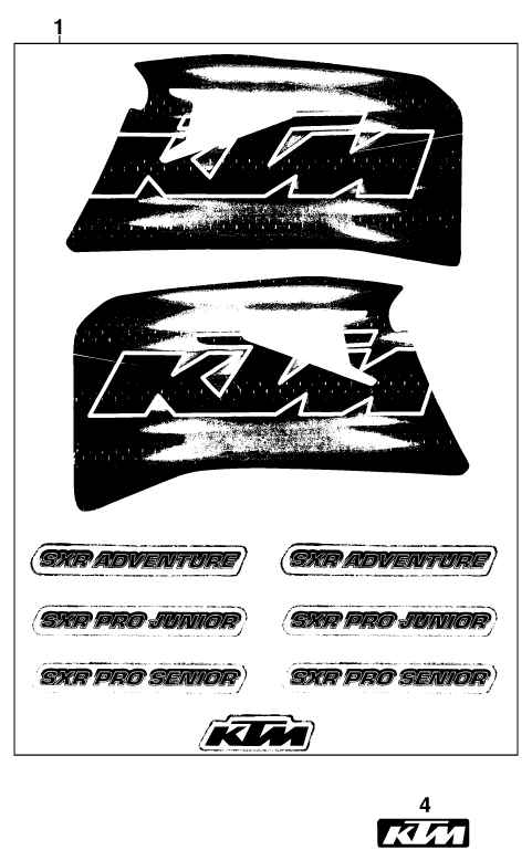 vue éclatée kit déco - ktm 50 sx pro junior eu 1998
