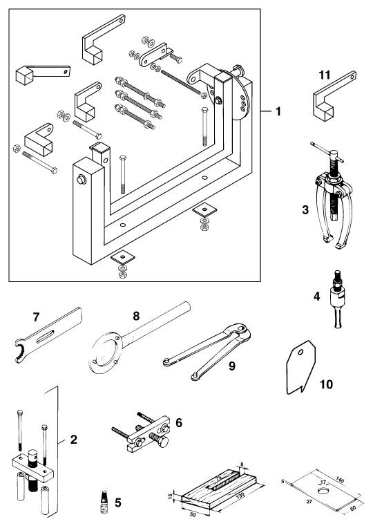 vue éclatée outils spéciaux moteur - ktm 65 sx eu 1998