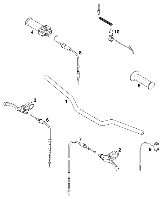 vue éclatée guidon, armatures - ktm 50 sx pro junior eu 1999