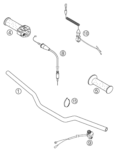 vue éclatée guidon, armatures - ktm 50 sx pro junior lc eu 2004