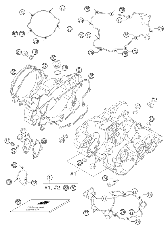 vue éclatée carter moteur - ktm 85 sx eu 2004