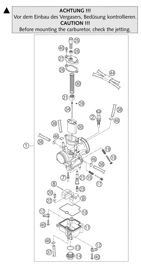 vue éclatée carburateur - ktm 85 sx eu 2004