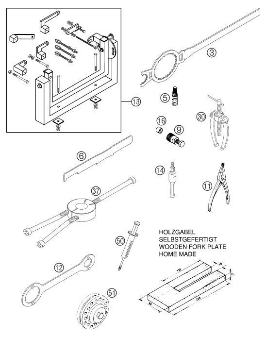 vue éclatée outils spéciaux moteur - ktm 85 sx eu 2004