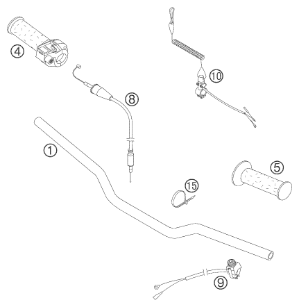 vue éclatée guidon, armatures - ktm 50 sx pro senior lc eu 2005