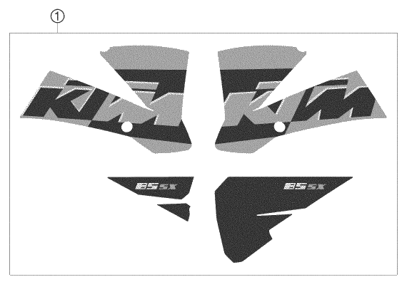 vue éclatée kit déco - ktm 85 sx 17/14 eu 2005