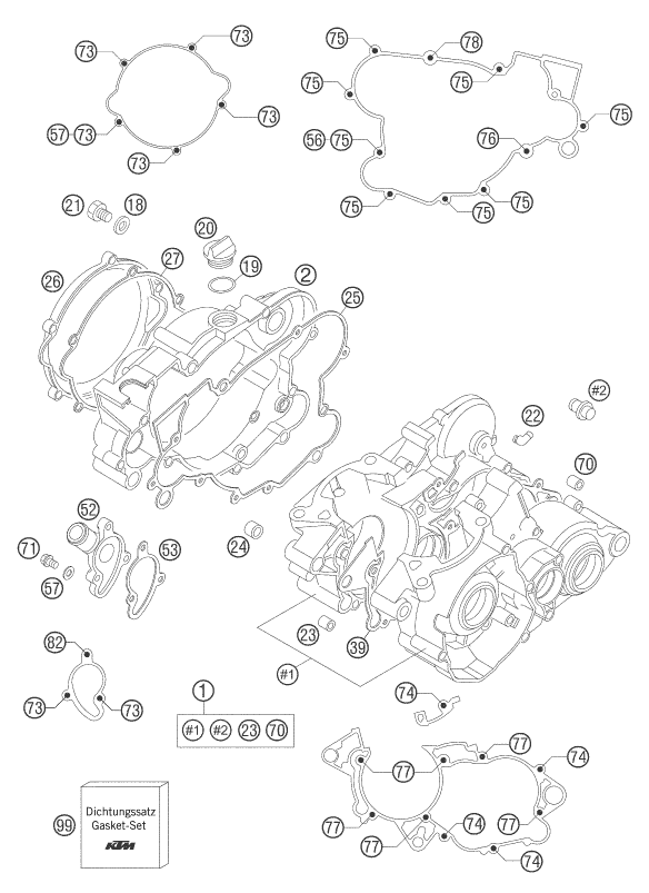 vue éclatée carter moteur - ktm 85 sx 17/14 eu 2005
