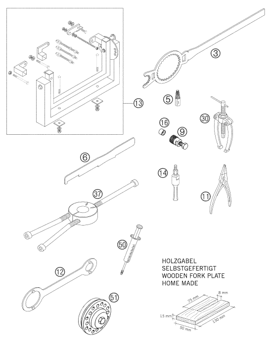 vue éclatée outils spéciaux moteur - ktm 85 sx 19/16 eu 2005