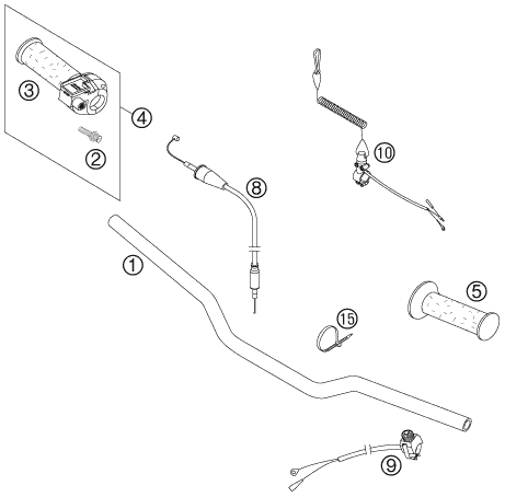 vue éclatée guidon, armatures - ktm 50 sx junior eu 2006