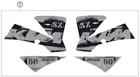 vue éclatée kit déco - ktm 50 sx junior eu 2006