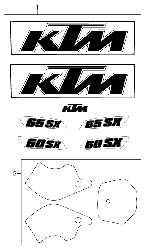 vue éclatée kit déco - ktm 65 sx eu 2000