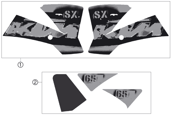 vue éclatée kit déco - ktm 65 sx eu 2006