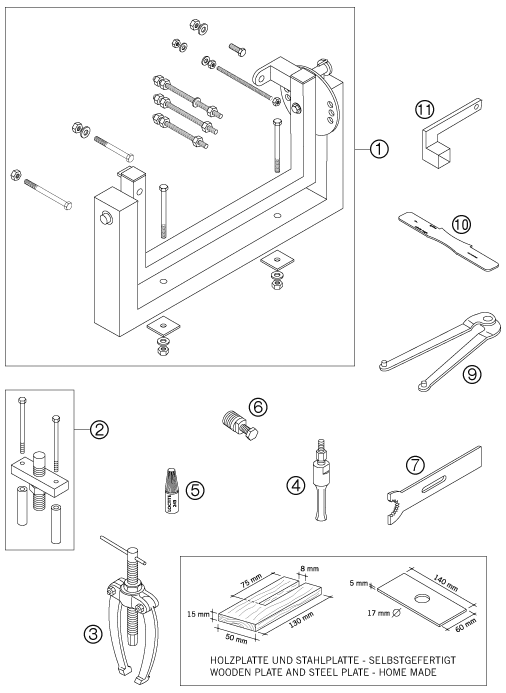vue éclatée outils spéciaux moteur - ktm 65 sx eu 2006