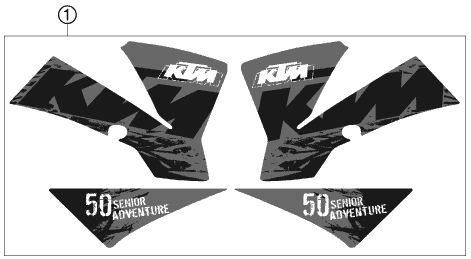 vue éclatée kit déco - ktm 50 senior adventure eu 2007