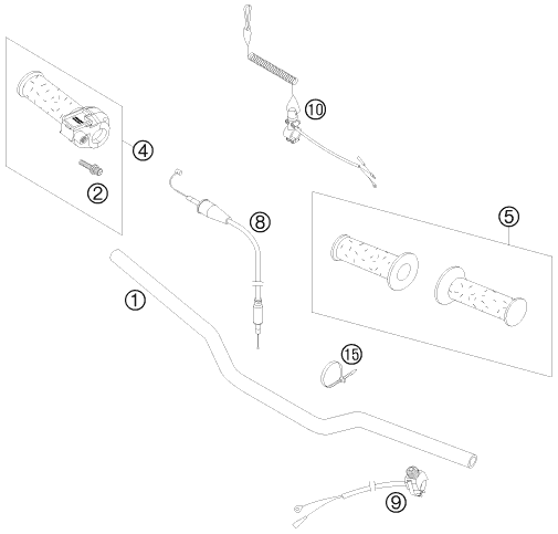 vue éclatée guidon, armatures - ktm 50 sx eu 2007