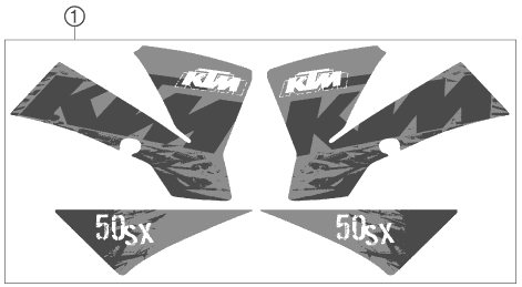 vue éclatée kit déco - ktm 50 sx eu 2007