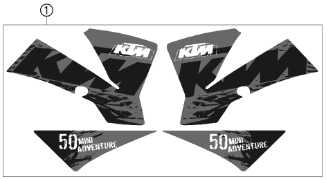 vue éclatée kit déco - ktm 50 mini adventure eu 2007