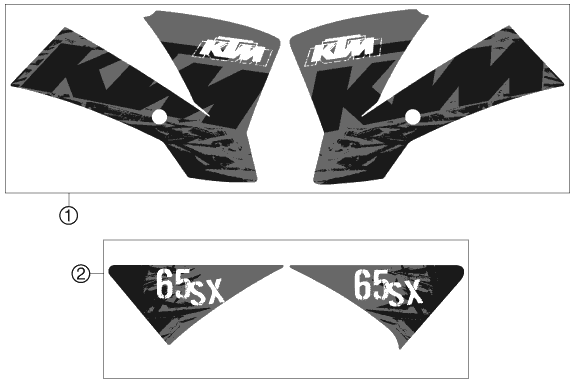 vue éclatée kit déco - ktm 65 sx eu 2007