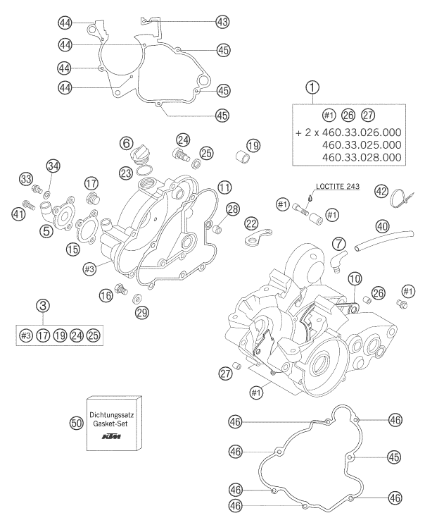 vue éclatée carter moteur - ktm 65 sx eu 2007