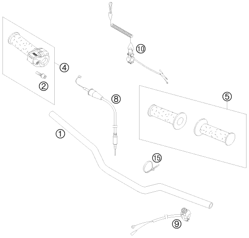 vue éclatée guidon, armatures - ktm 50 sx eu 2008
