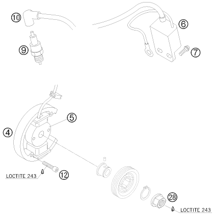 vue éclatée système de allumage - ktm 50 mini adventure eu 2008