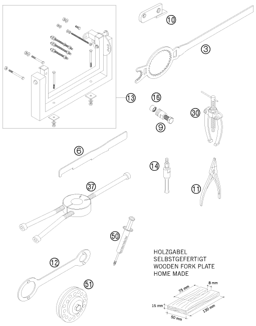 vue éclatée outils spéciaux moteur - ktm 85 sx 19/16 eu 2009